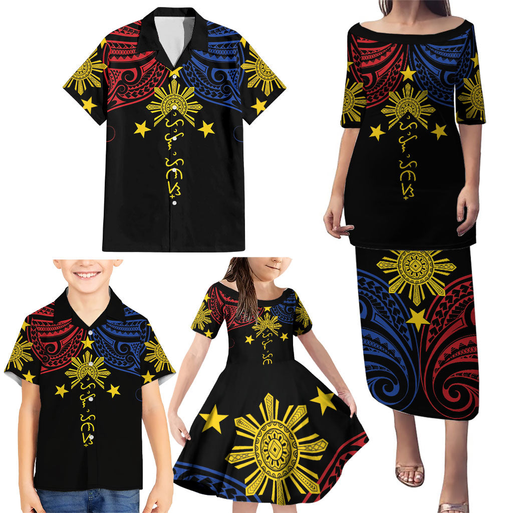 Philippines Heritage Personalized Family Matching Puletasi and Hawaiian Shirt Baybayin Philipinas Sun LT7 - Polynesian Pride