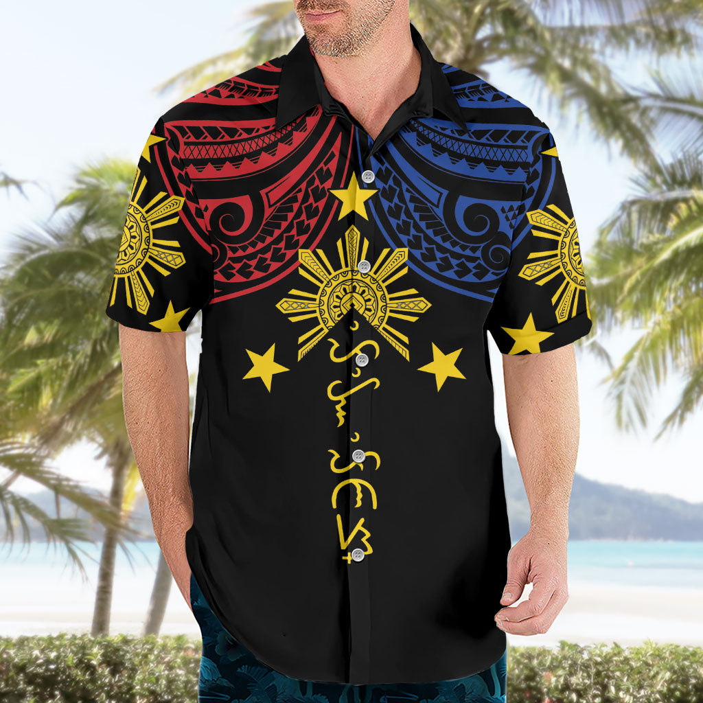 Philippines Heritage Personalized Hawaiian Shirt Baybayin Philipinas Sun LT7 - Polynesian Pride