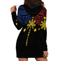 Philippines Heritage Personalized Hoodie Dress Baybayin Philipinas Sun LT7 - Polynesian Pride