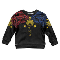 Philippines Heritage Personalized Kid Ugly Christmas Sweater Baybayin Philipinas Sun LT7 Kid Black - Polynesian Pride