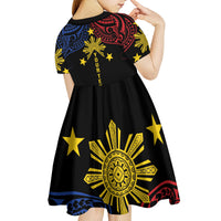 Philippines Heritage Personalized Kid Short Sleeve Dress Baybayin Philipinas Sun LT7 - Polynesian Pride