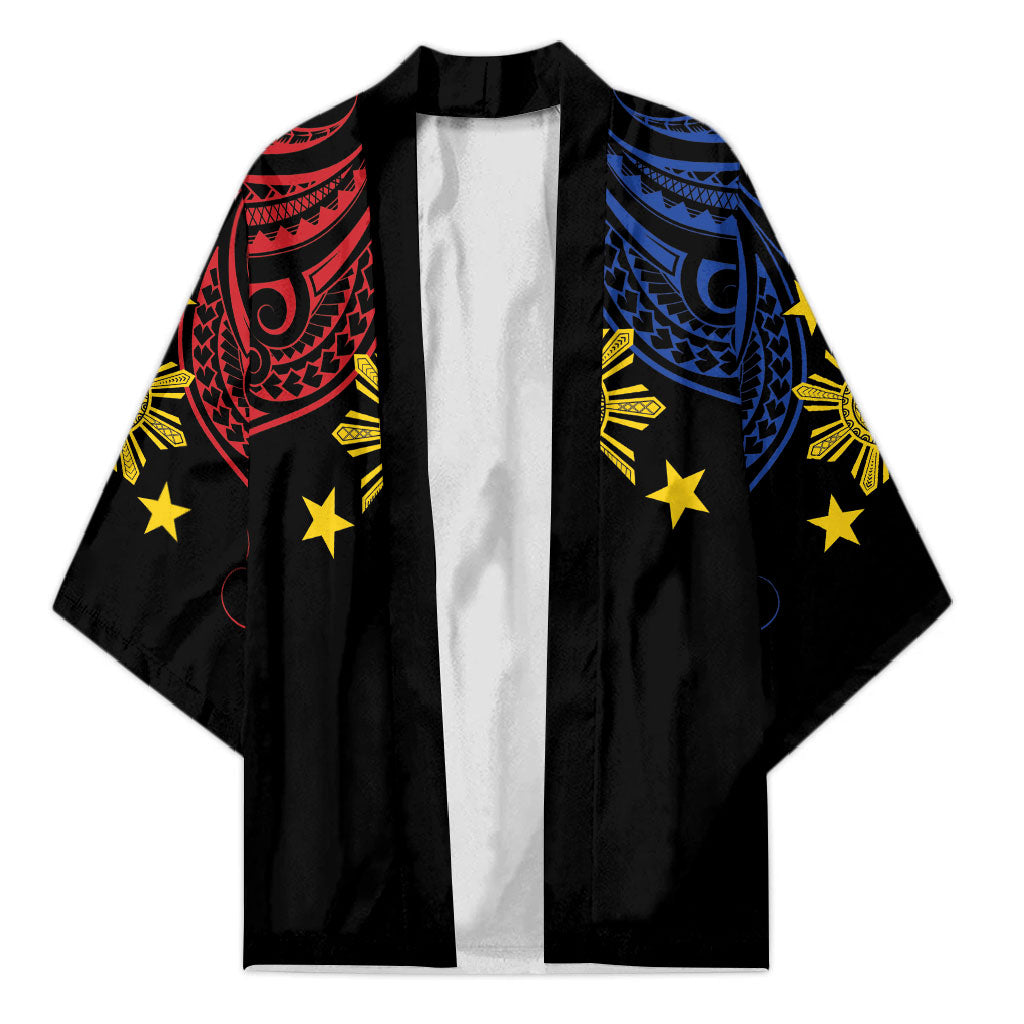 Philippines Heritage Personalized Kimono Baybayin Philipinas Sun LT7 Unisex Black - Polynesian Pride