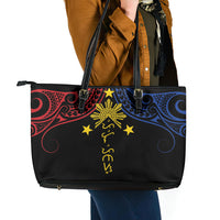 Philippines Heritage Leather Tote Bag Baybayin Philipinas Sun LT7 - Polynesian Pride