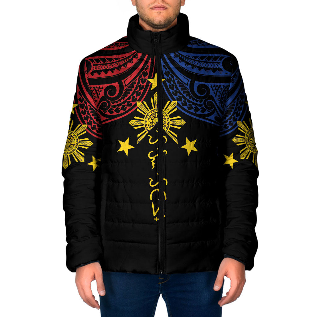 Philippines Heritage Personalized Padded Jacket Baybayin Philipinas Sun