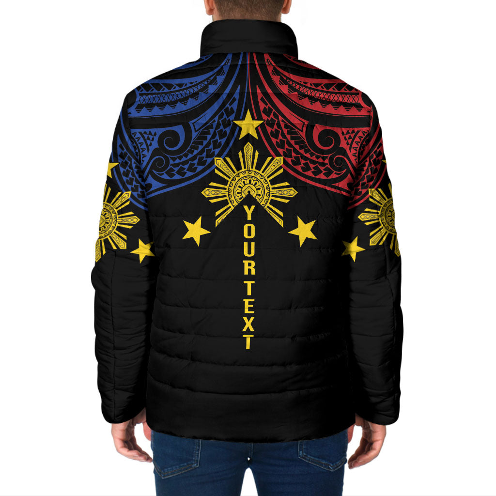 Philippines Heritage Personalized Padded Jacket Baybayin Philipinas Sun LT7 - Polynesian Pride