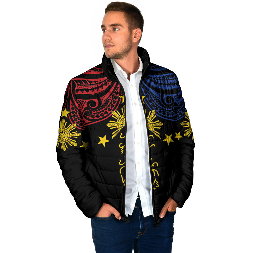 Philippines Heritage Personalized Padded Jacket Baybayin Philipinas Sun LT7 - Polynesian Pride