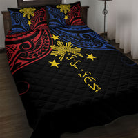 Philippines Heritage Quilt Bed Set Baybayin Philipinas Sun LT7 Black - Polynesian Pride