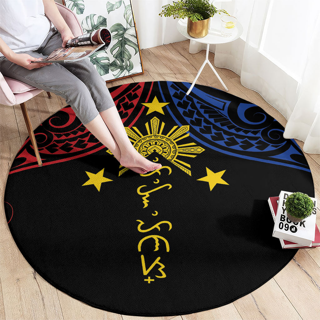 Philippines Heritage Round Carpet Baybayin Philipinas Sun LT7 - Polynesian Pride