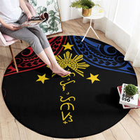 Philippines Heritage Round Carpet Baybayin Philipinas Sun LT7 - Polynesian Pride