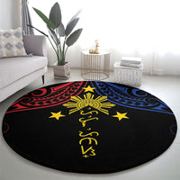 Philippines Heritage Round Carpet Baybayin Philipinas Sun LT7 - Polynesian Pride