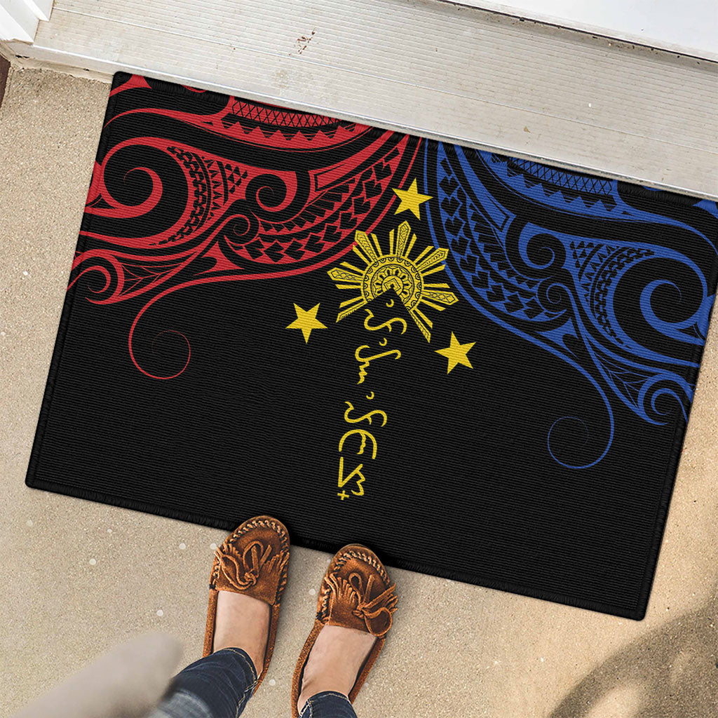 Philippines Heritage Rubber Doormat Baybayin Philipinas Sun LT7 - Polynesian Pride