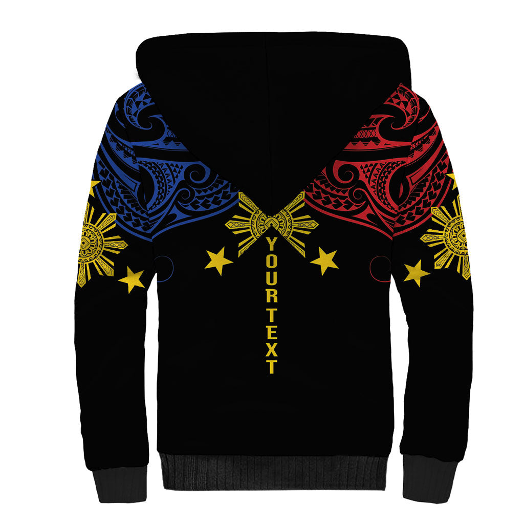 Philippines Heritage Personalized Sherpa Hoodie Baybayin Philipinas Sun LT7 - Polynesian Pride