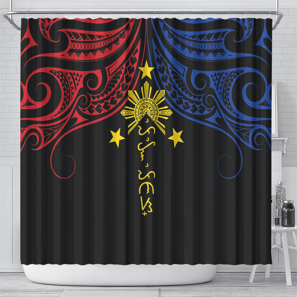 Philippines Heritage Shower Curtain Baybayin Philipinas Sun LT7 - Polynesian Pride