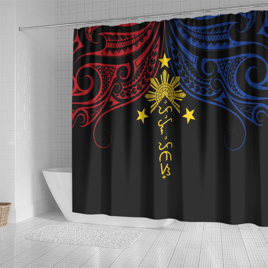 Philippines Heritage Shower Curtain Baybayin Philipinas Sun LT7 - Polynesian Pride