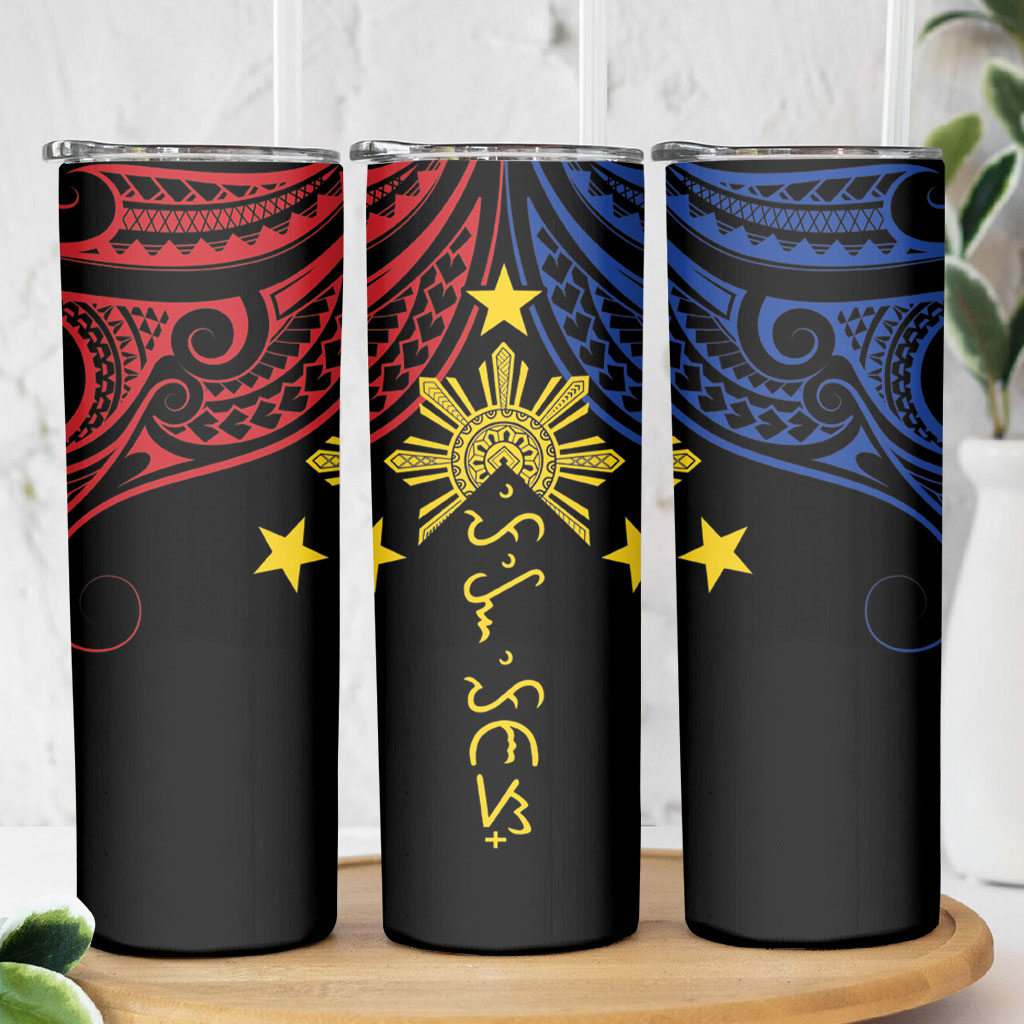 Philippines Heritage Skinny Tumbler Baybayin Philipinas Sun LT7 - Polynesian Pride