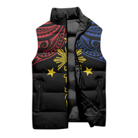 Philippines Heritage Personalized Sleeveless Puffer Jacket Baybayin Philipinas Sun