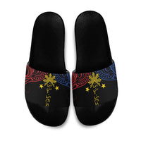 Philippines Heritage Slide Sandals Baybayin Philipinas Sun LT7 Black - Polynesian Pride