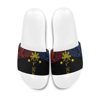 Philippines Heritage Slide Sandals Baybayin Philipinas Sun LT7 Black - Polynesian Pride