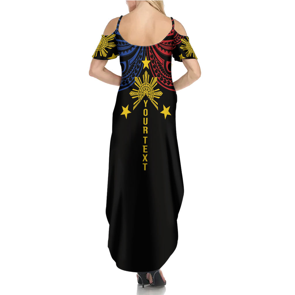 Philippines Heritage Personalized Summer Maxi Dress Baybayin Philipinas Sun LT7 - Polynesian Pride
