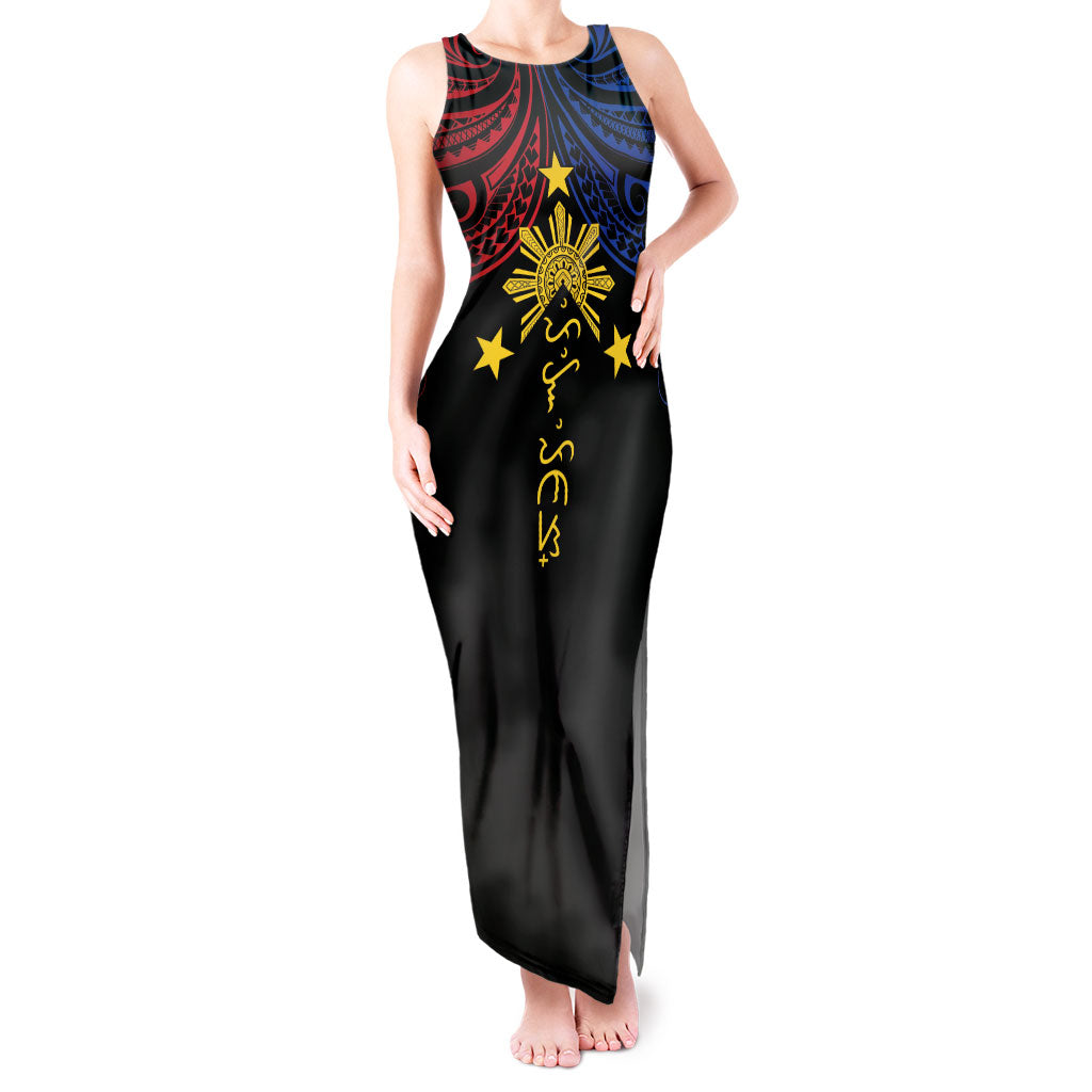 Philippines Heritage Personalized Tank Maxi Dress Baybayin Philipinas Sun