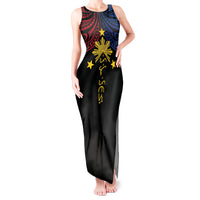 Philippines Heritage Personalized Tank Maxi Dress Baybayin Philipinas Sun LT7 Women Black - Polynesian Pride