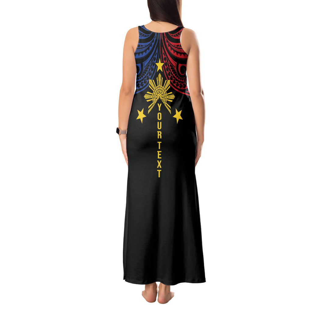 Philippines Heritage Personalized Tank Maxi Dress Baybayin Philipinas Sun LT7 - Polynesian Pride