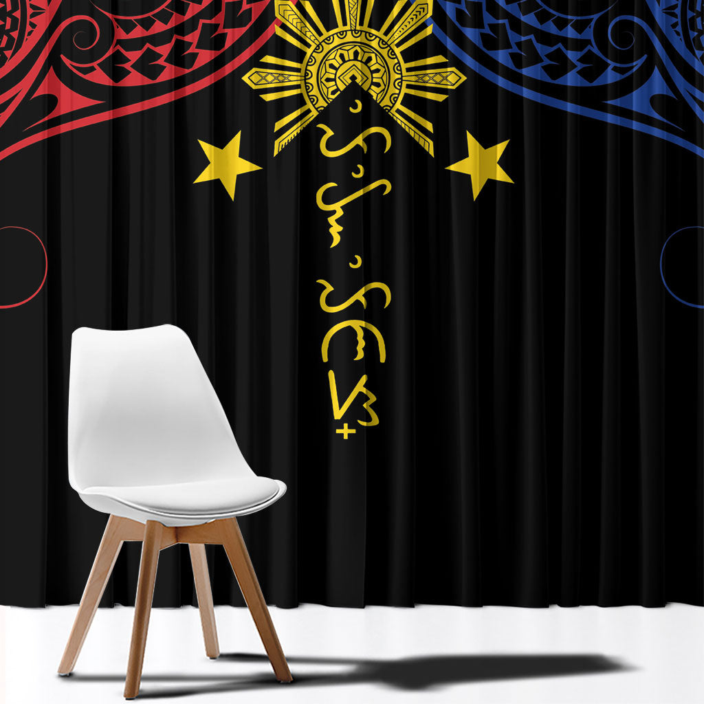 Philippines Heritage Window Curtain Baybayin Philipinas Sun LT7 - Polynesian Pride