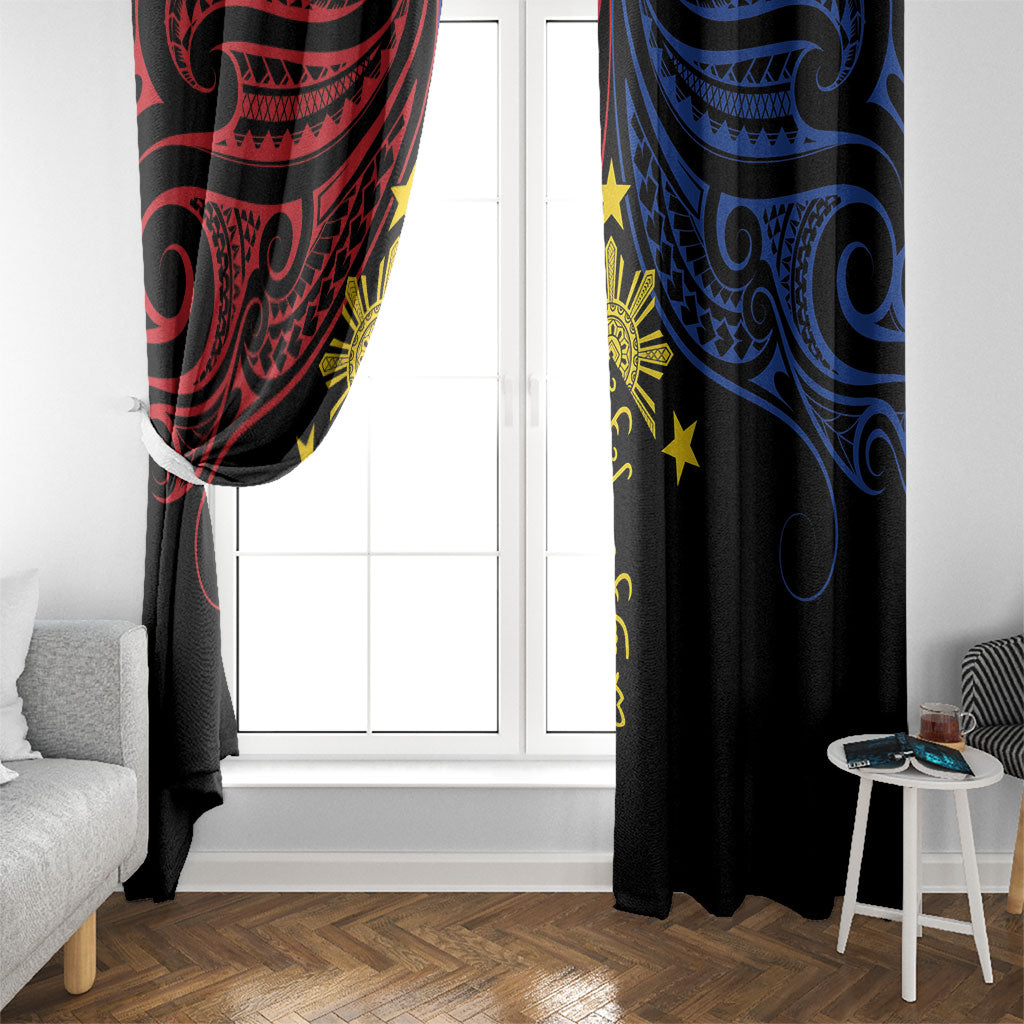 Philippines Heritage Window Curtain Baybayin Philipinas Sun LT7 - Polynesian Pride