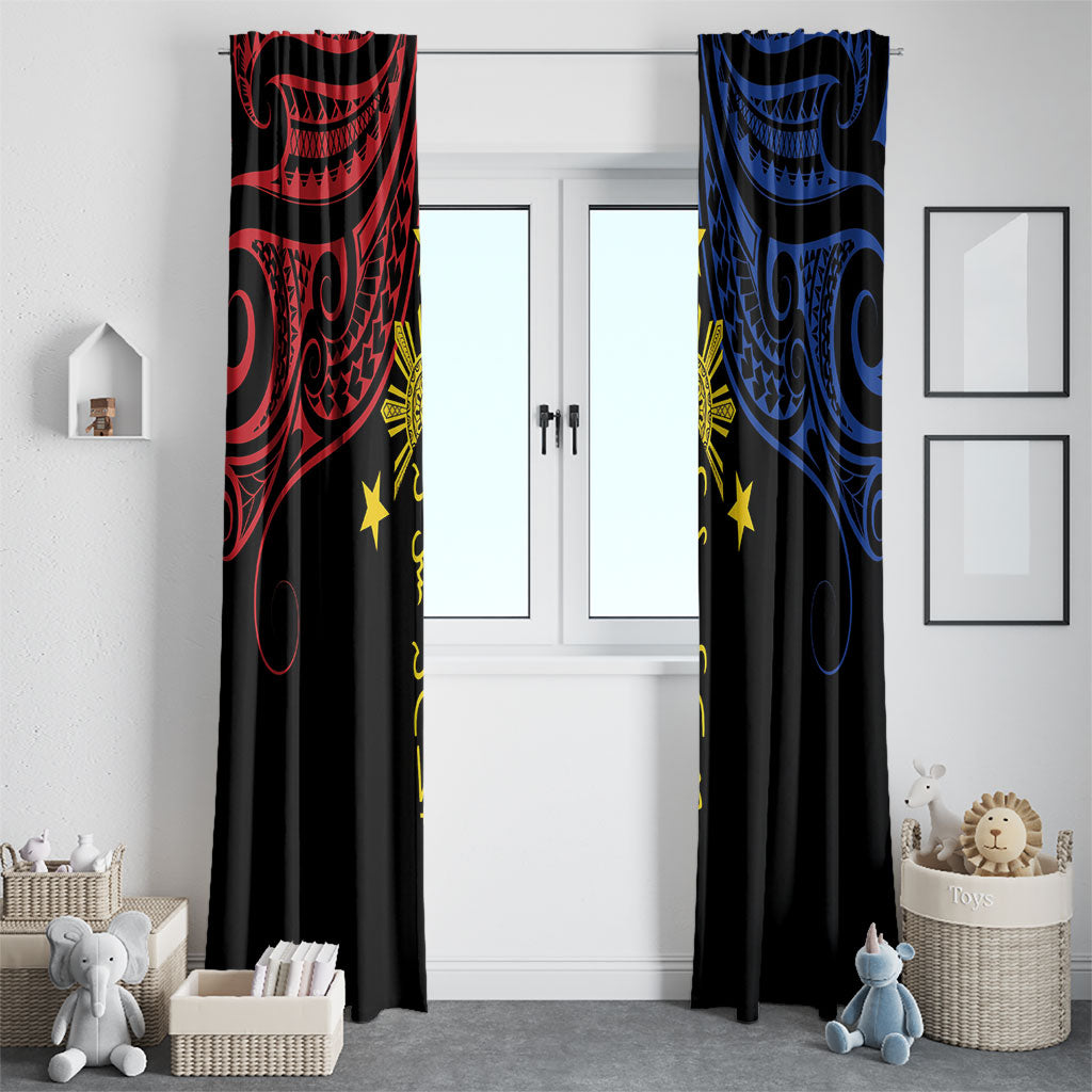 Philippines Heritage Window Curtain Baybayin Philipinas Sun LT7 - Polynesian Pride