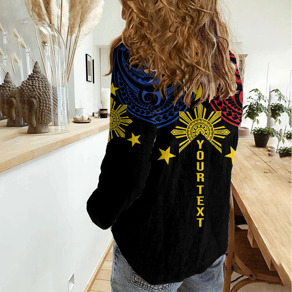 Philippines Heritage Personalized Women Casual Shirt Baybayin Philipinas Sun LT7 - Polynesian Pride