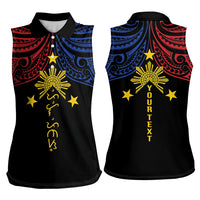 Philippines Heritage Personalized Women Sleeveless Polo Shirt Baybayin Philipinas Sun LT7 - Polynesian Pride