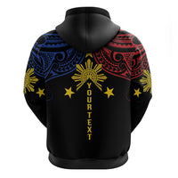 Philippines Heritage Personalized Zip Hoodie Baybayin Philipinas Sun LT7 - Polynesian Pride