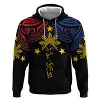 Philippines Heritage Personalized Zip Hoodie Baybayin Philipinas Sun LT7 Pullover Hoodie Black - Polynesian Pride