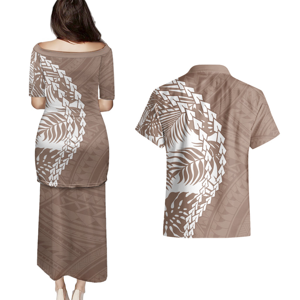 Polynesian Pride Couples Matching Puletasi Dress and Hawaiian Shirt Polynesia Tribal - Tropical Brown LT7 - Polynesian Pride