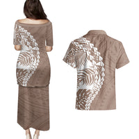 Polynesian Pride Couples Matching Puletasi Dress and Hawaiian Shirt Polynesia Tribal - Tropical Brown LT7 - Polynesian Pride