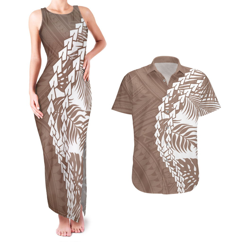 Polynesian Pride Couples Matching Tank Maxi Dress And Hawaiian Shirt Polynesia Tribal - Tropical Brown LT7 Brown - Polynesian Pride