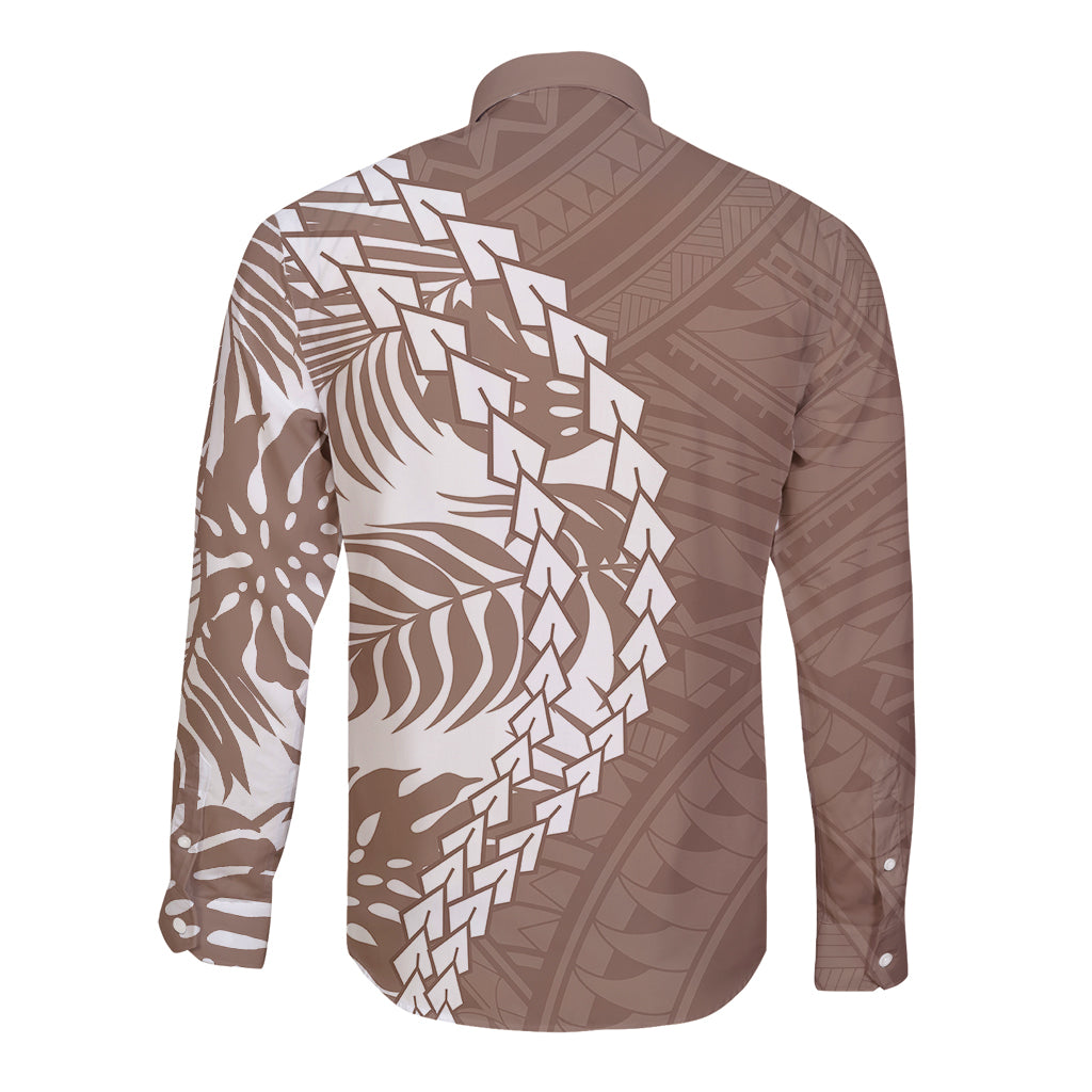 Polynesian Pride Long Sleeve Button Shirt Polynesia Tribal - Tropical Brown LT7 - Polynesian Pride