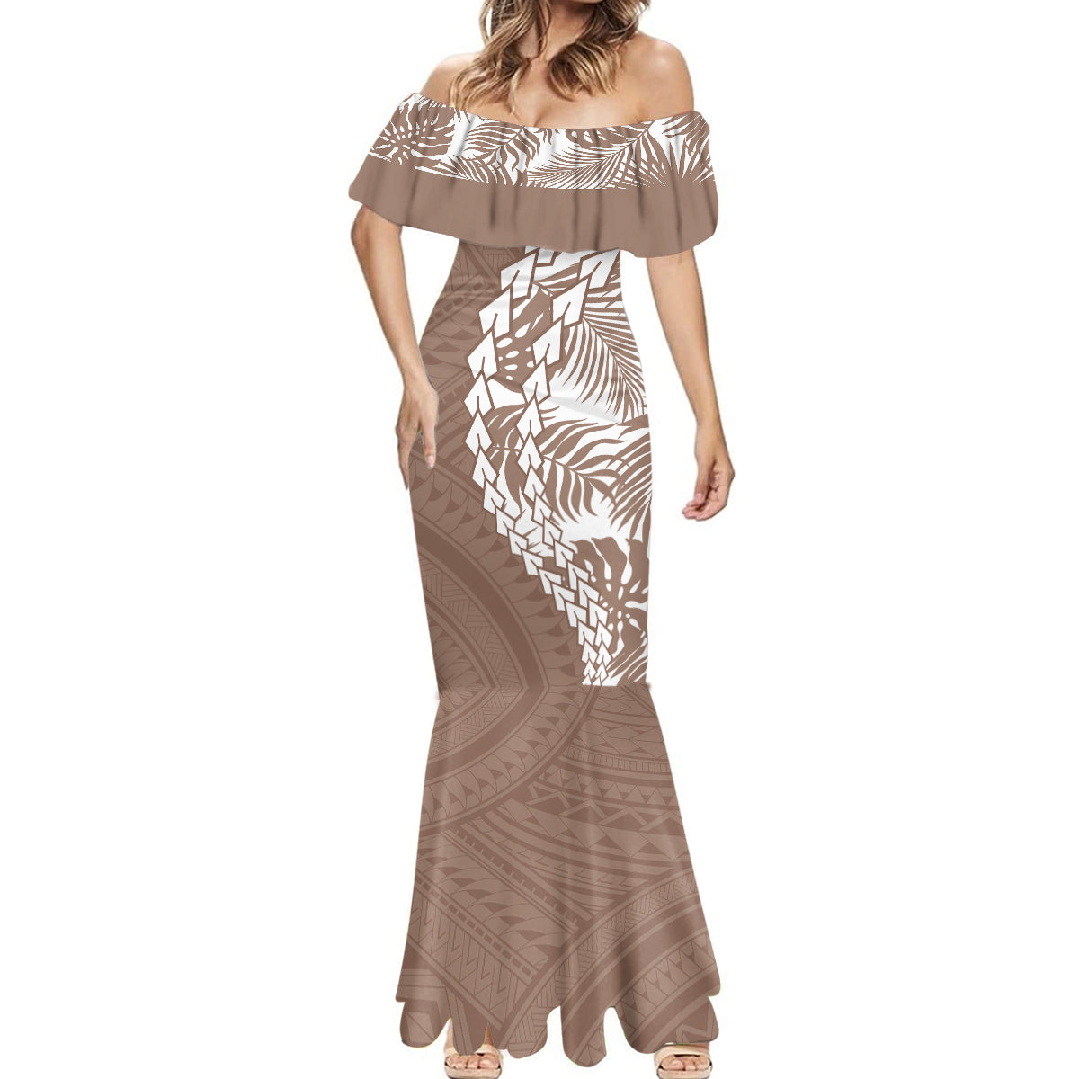 Polynesian Pride Mermaid Dress Polynesia Tribal - Tropical Brown LT7 - Polynesian Pride