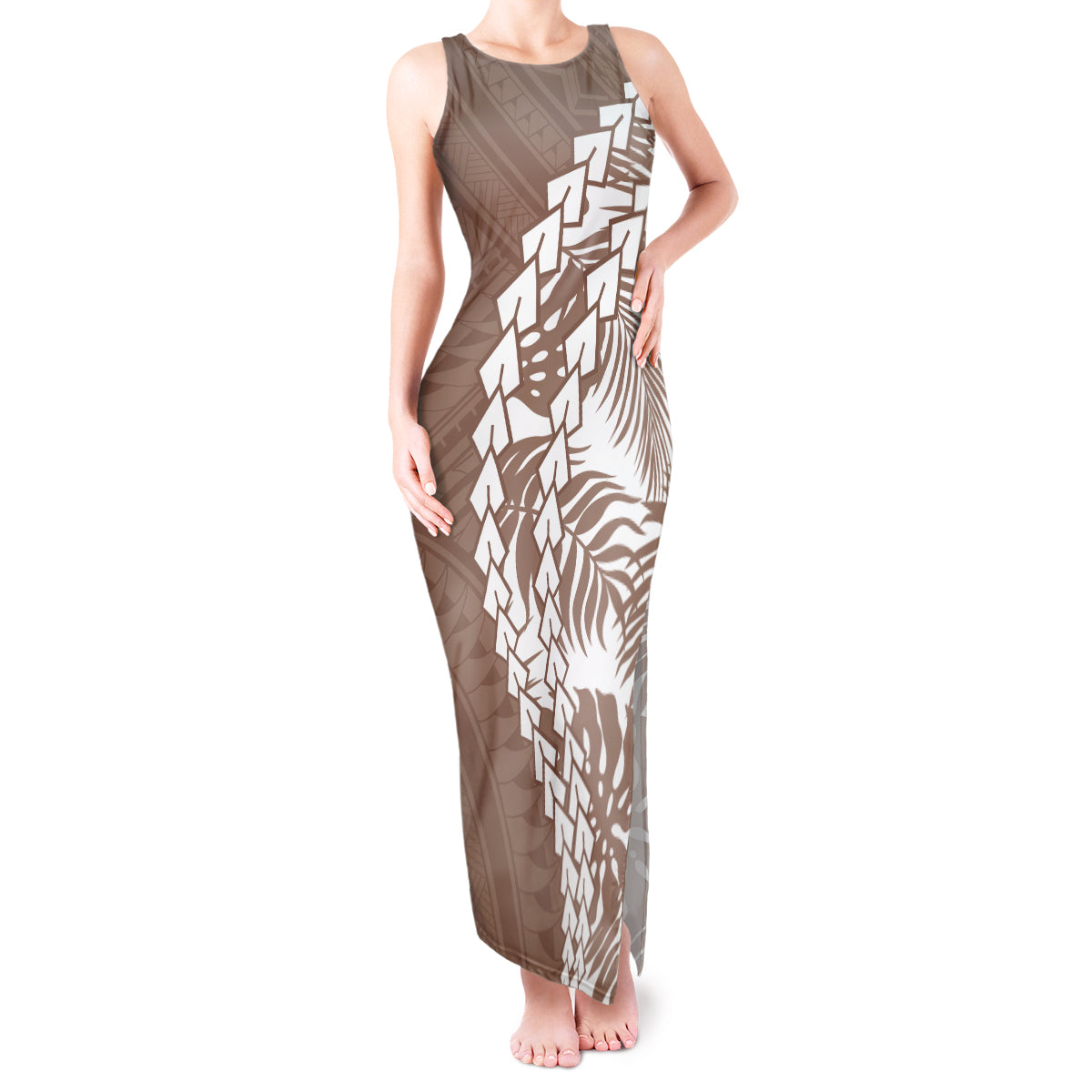 Polynesian Pride Tank Maxi Dress Polynesia Tribal - Tropical Brown LT7 Women Brown - Polynesian Pride