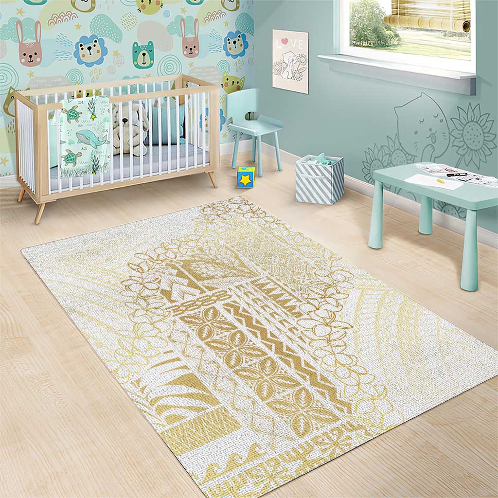 Samoa Lotu Tamaiti Mamanu Siapo Area Rug Golden Plumeria - Polynesian Pride
