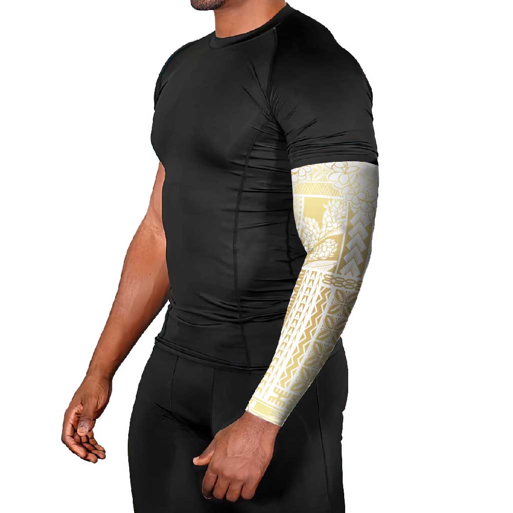 Samoa Lotu Tamaiti Mamanu Siapo Arm Sleeves Golden Plumeria - Polynesian Pride