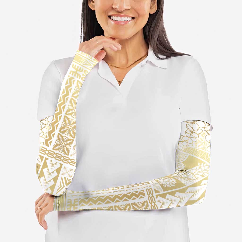 Samoa Lotu Tamaiti Mamanu Siapo Arm Sleeves Golden Plumeria - Polynesian Pride