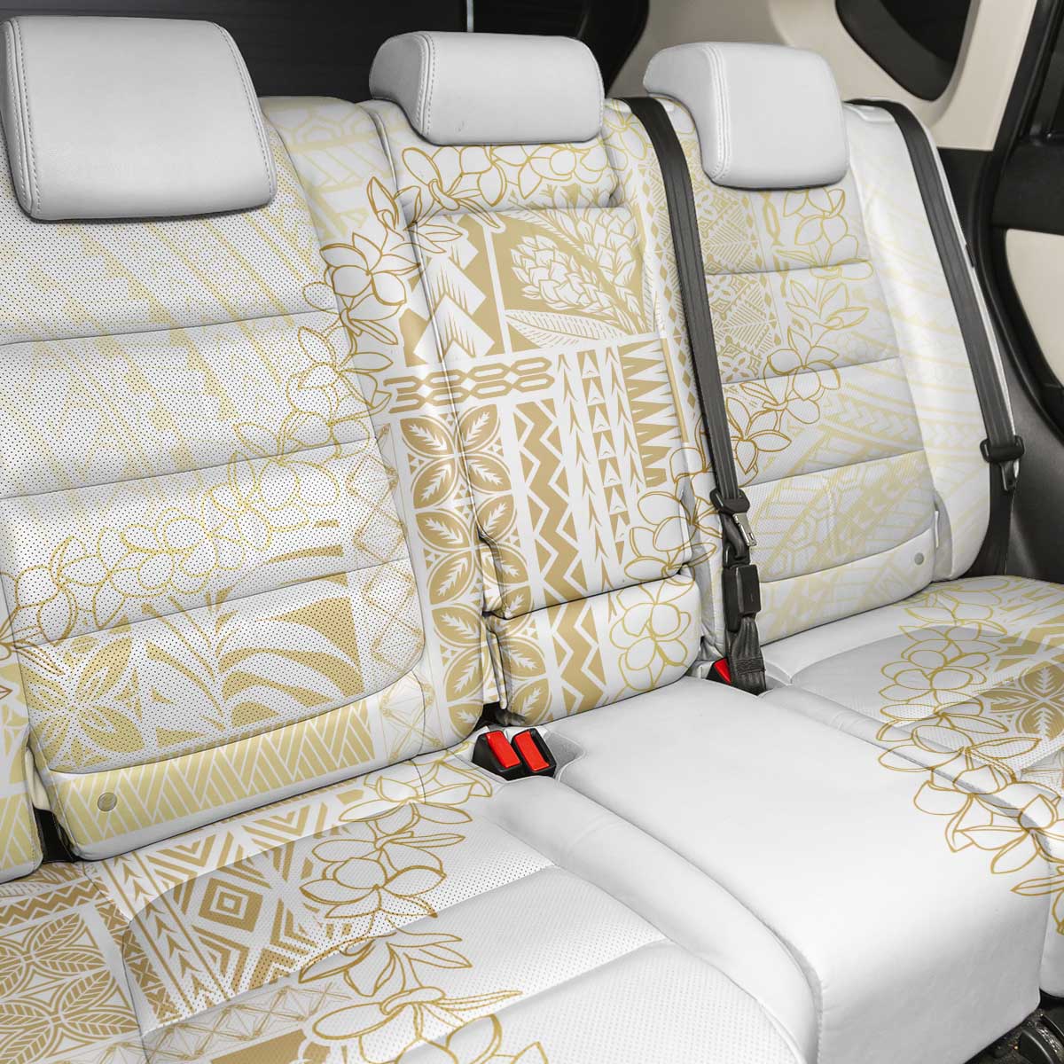 Samoa Lotu Tamaiti Mamanu Siapo Back Car Seat Cover Golden Plumeria - Polynesian Pride