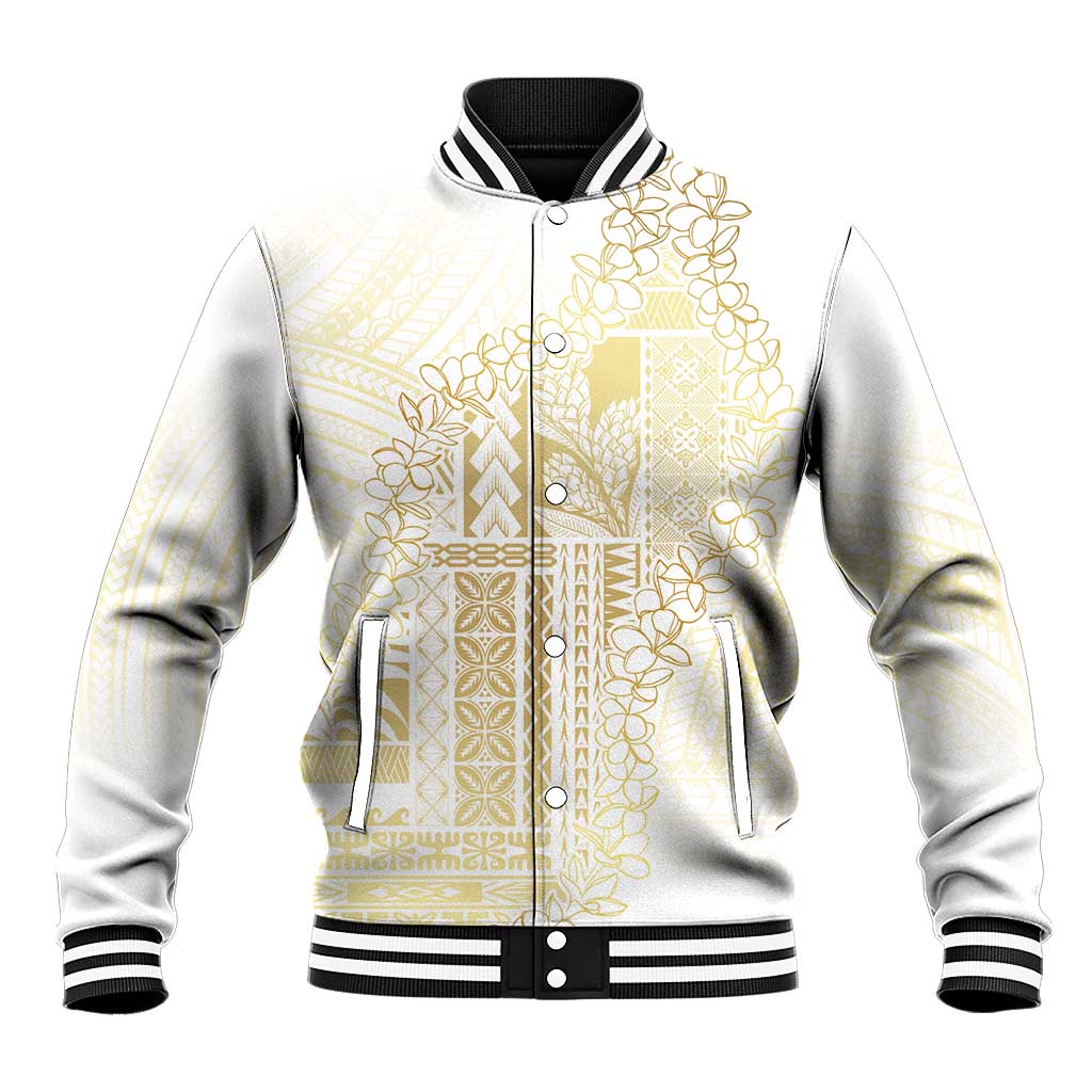 Samoa Lotu Tamaiti Mamanu Siapo Baseball Jacket Golden Plumeria LT7 Unisex Gold - Polynesian Pride