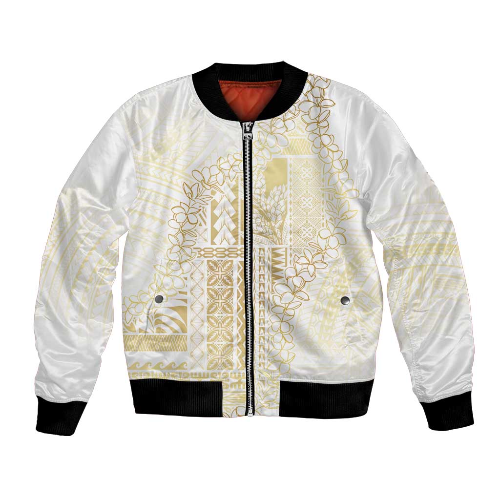 Samoa Lotu Tamaiti Mamanu Siapo Bomber Jacket Golden Plumeria - Polynesian Pride