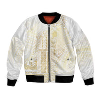Samoa Lotu Tamaiti Mamanu Siapo Bomber Jacket Golden Plumeria - Polynesian Pride