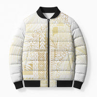 Samoa Lotu Tamaiti Mamanu Siapo Bomber Puffer Jacket Golden Plumeria LT7 Unisex Gold - Polynesian Pride