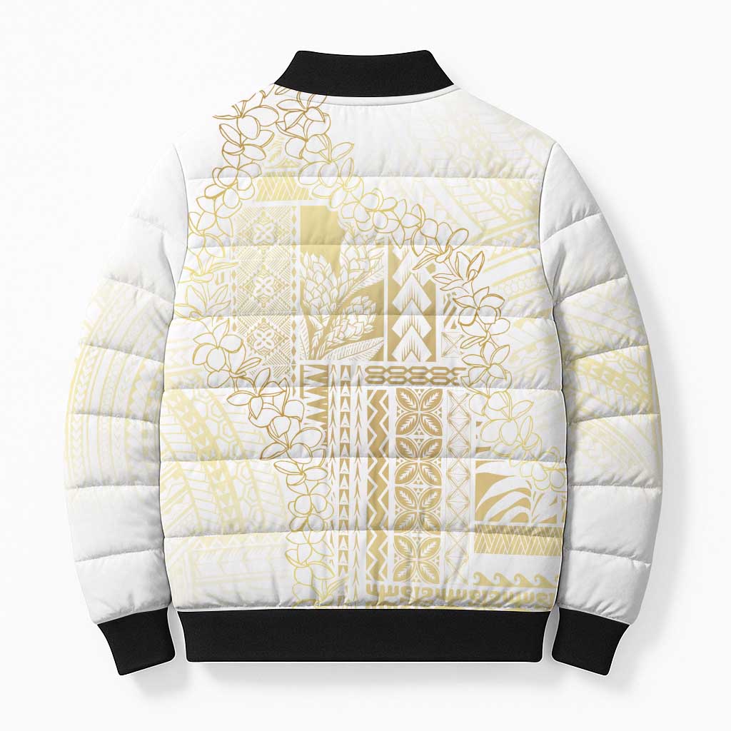 Samoa Lotu Tamaiti Mamanu Siapo Bomber Puffer Jacket Golden Plumeria LT7 - Polynesian Pride
