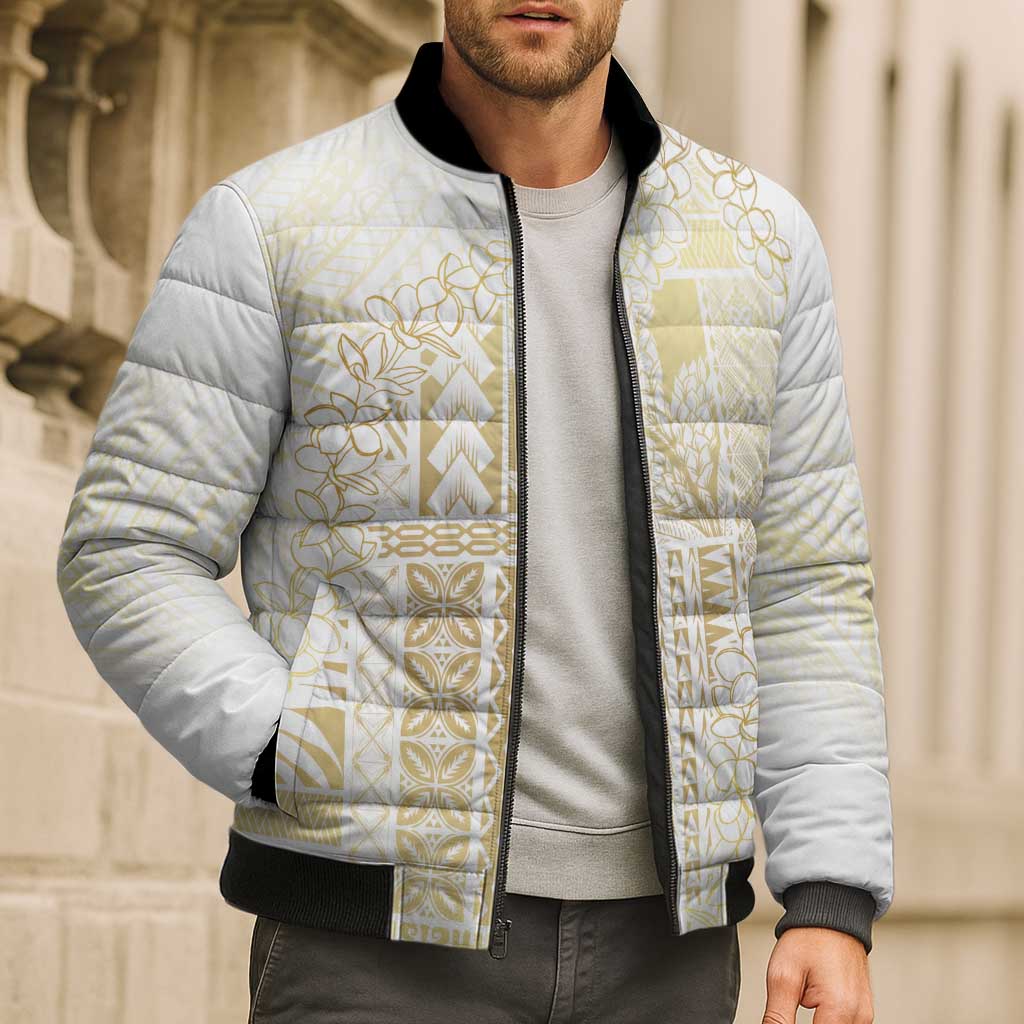 Samoa Lotu Tamaiti Mamanu Siapo Bomber Puffer Jacket Golden Plumeria LT7 - Polynesian Pride