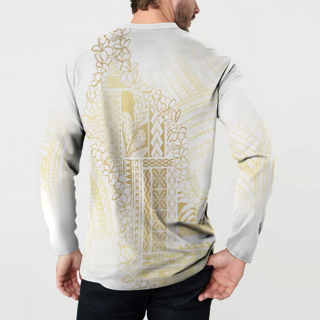 Samoa Lotu Tamaiti Mamanu Siapo Button Sweatshirt Golden Plumeria LT7 - Polynesian Pride